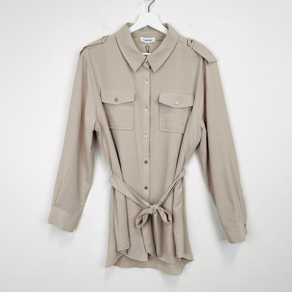 NWT Calvin Klein Belted Tunic Size L - Picture 2 of 11